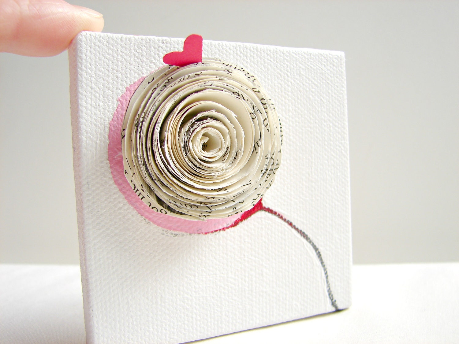 Gift for Her, Nursery Art-Mixed Media Acrylic Original-Baby Nursery, Girls Room-3"x3"