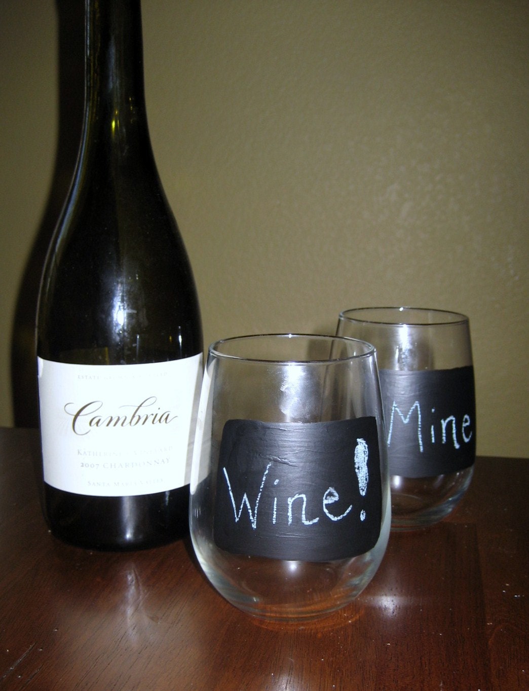 Chalkboard Wine Glass Stemless by on Etsy