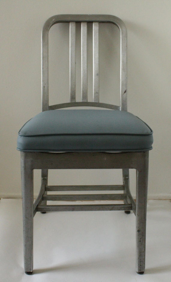 Navy Chair with Baby Blue Cushion