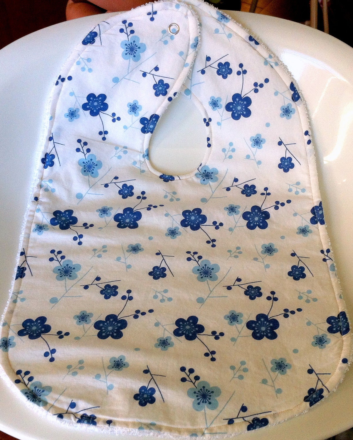 girls baby bib toddler bib blue flowers