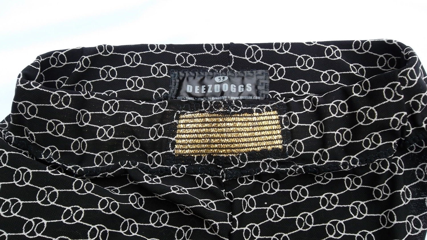 Mesh leggings in black spandex mesh with white knot pattern, Available in XS, S and M only