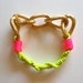 Friendship Bracelet with Neon Yellow Elastic, Hot Pink Rope and Chunky Bling Gold Chain