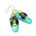 Sandals Earrings Teal Blue Green Lampwork Glass Flip Flops Sterling Silver