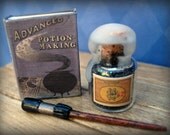 Glass jar of Powdered Dragon's Scale with wax seal in dollhouse miniature
