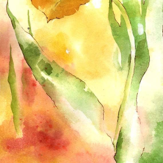 Weave Me the Sunshine - Small Print of radiant tulips in glowing reds, yellows, mossy green