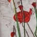 Red Poppies softground etching with chine colle in red orange green