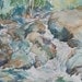Turquoise Cascade - Giclee Print of my watercolor in rust, blue, grey