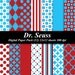 Dr. Seuss Digital Paper Pack graphics invitations Birthday 14 12x12 sheets red blue polka dots stripes