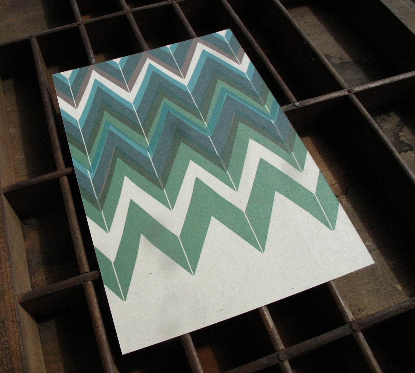 Green Pattern - Letterpress Postcard