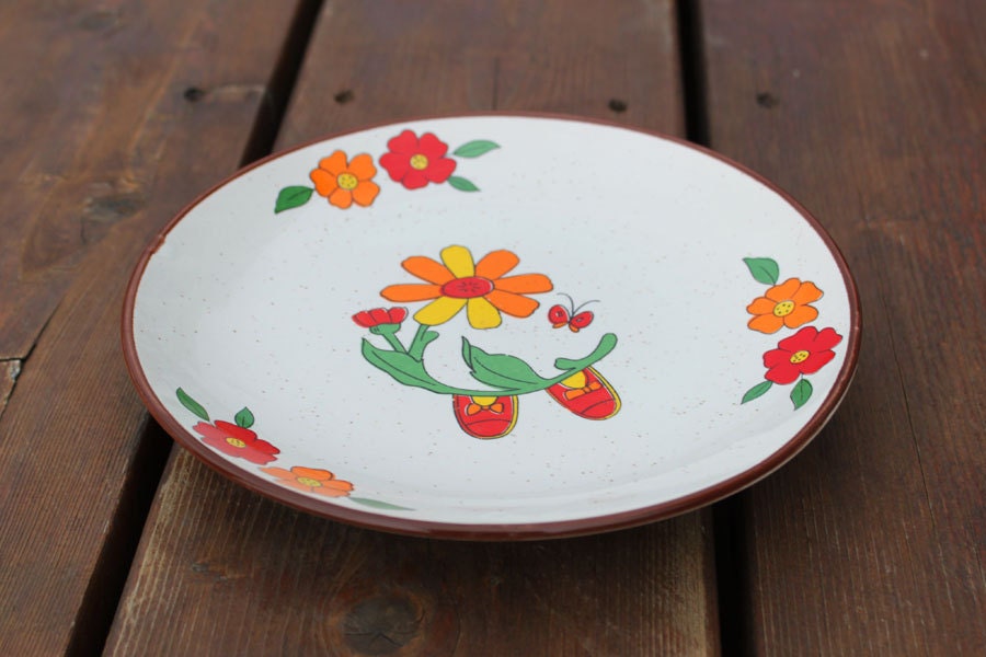 Mug, Bowl, Plate Set Stacking as Freckled Face Girl With Strawberry Apron