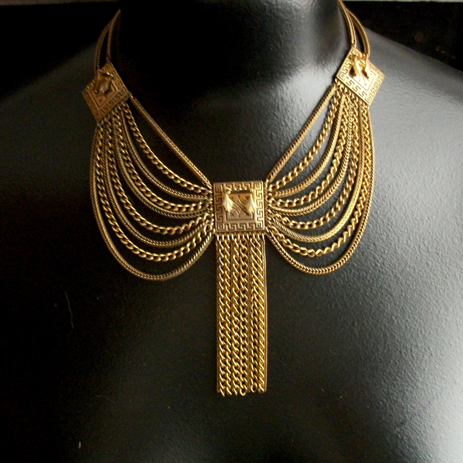 Vintage Festoon Necklace . Revival . Chain Fringe . by TheDeeps