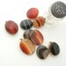 Antique Victorian Locket . Dark Banded Agate. Black White Gray.