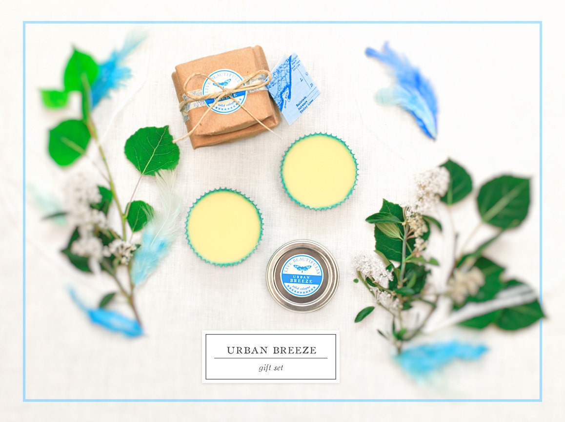 Cologne and Lotion Bars - Gift Set, Urban Breeze - Masculine, Fresh Air, Earth, and Clean Florals - All Natural