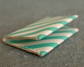 Leather Folded Card Case / Wallet - Teal