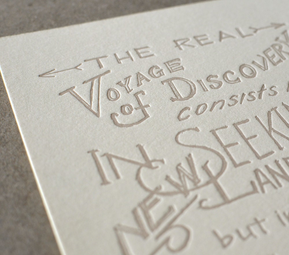 Discovery - a hand-lettered Proust quote
