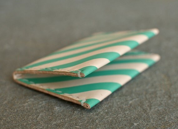 Leather Folded Card Case / Wallet - Teal