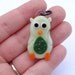 Cute Lime and Clover Green Owl - Glass Pendant