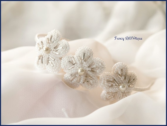 Esmeralda Bridal hairband-beautiful beaded flowers