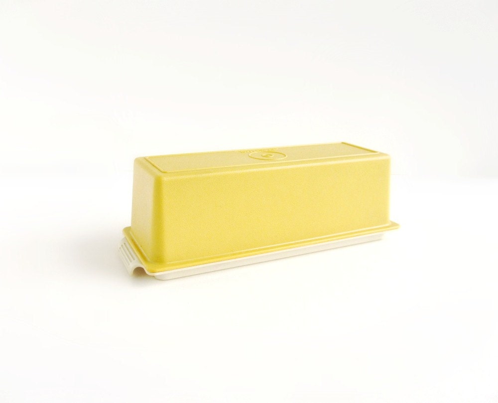 Vintage Tupperware Butter Dish Yellow & White by ItchforKitsch