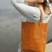 Simple Leather Tote - Cognac