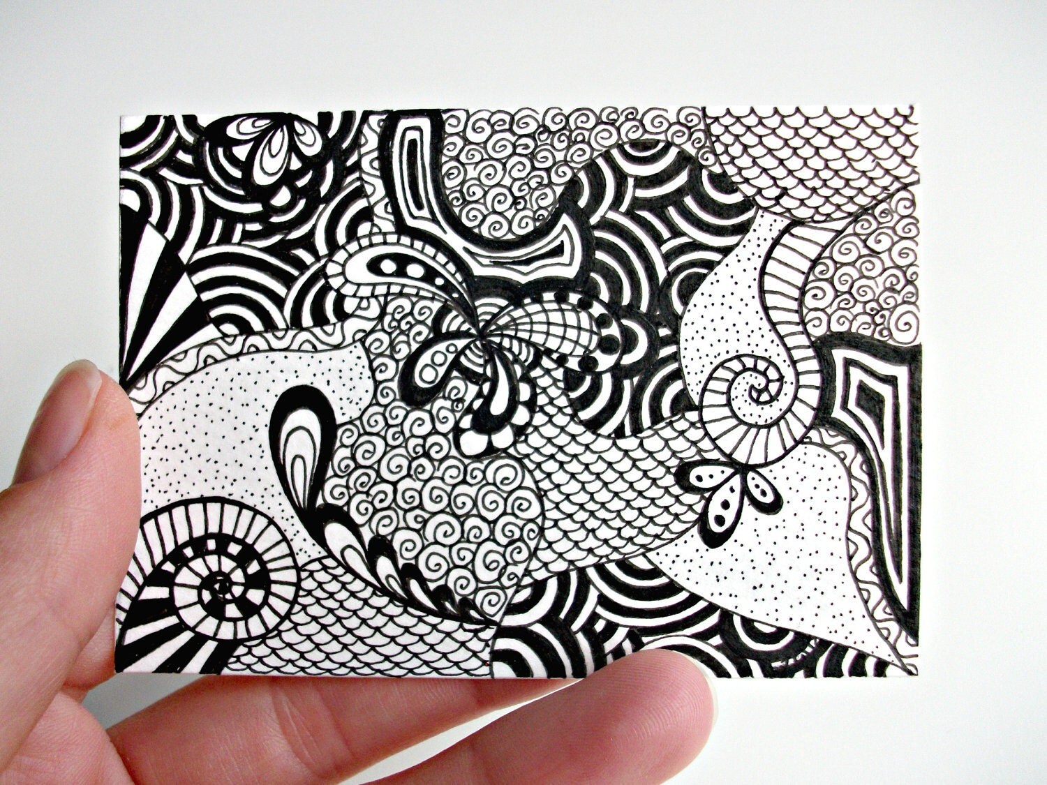 Original ACEO Zentangle Inspired Art Ink Drawing by JoArtyJo