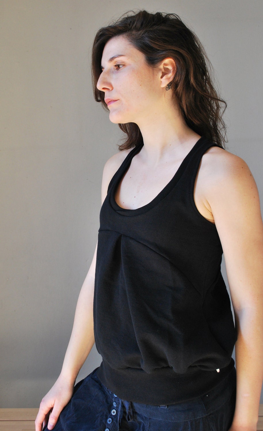 Black Tank NANA Women blouse /  Gift for her / Women fashion