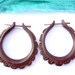 Oval Hoop Hand Carved wood Post Earrings Tribal Style - Gauges Plugs Bone Horn - PE004 RW