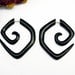 Fake Gauge Earrings Black Wood Hexagonal Tribal Spiral Earrings - FG044 DW