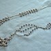 Vtg Triple Strand Grey Faux Pearls on Twisted Silver Finish Chain Necklace
