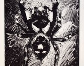 Phidippus audax Jumping Spider Monotype - Thomas Shahan