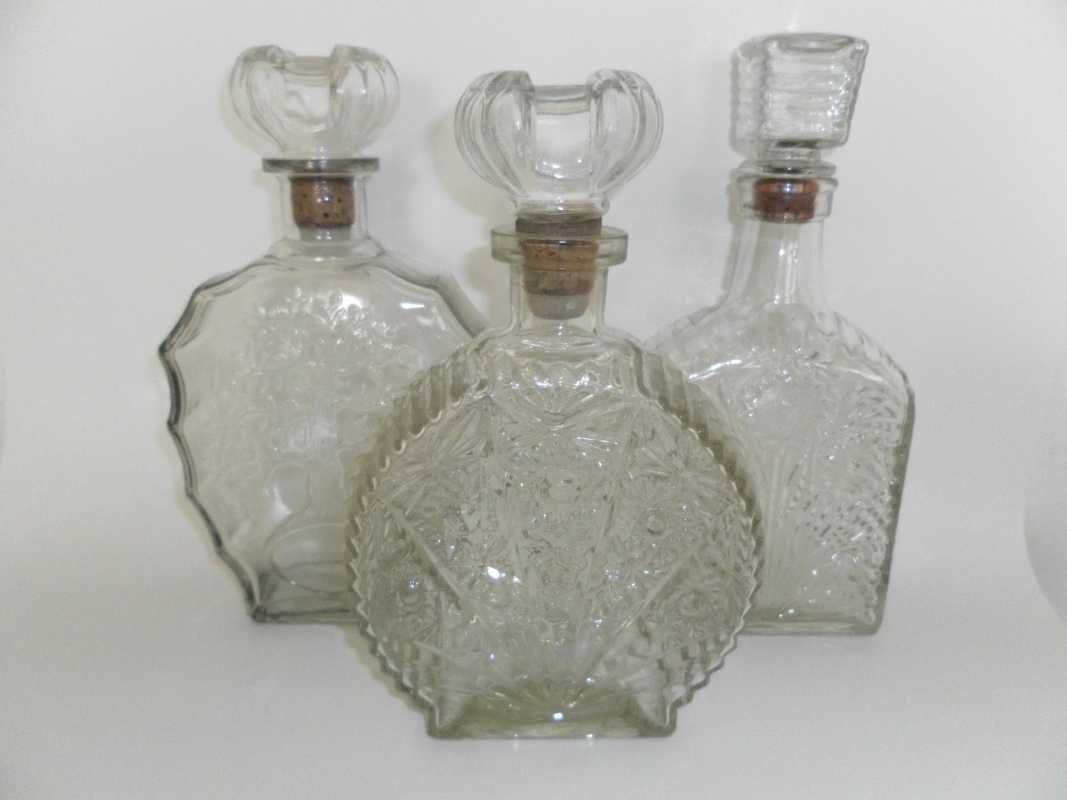 Vintage 1950's Glass Liquor Bottles/Wine by BoardwalkPavilion