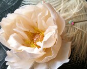 SALE- Hair Flower- Peaches and Cream- Cruelty Free Feathers, Wedding, Bellydance, Festival