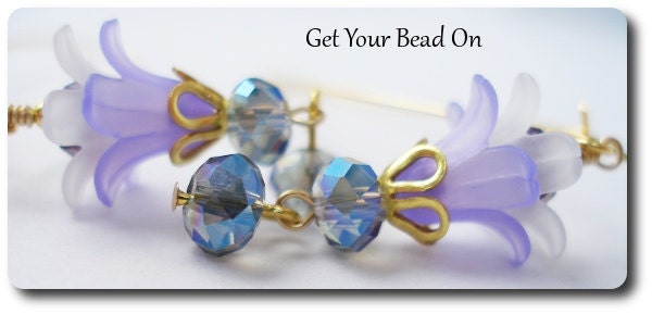 Lavender and White Flower Dangle Earrings