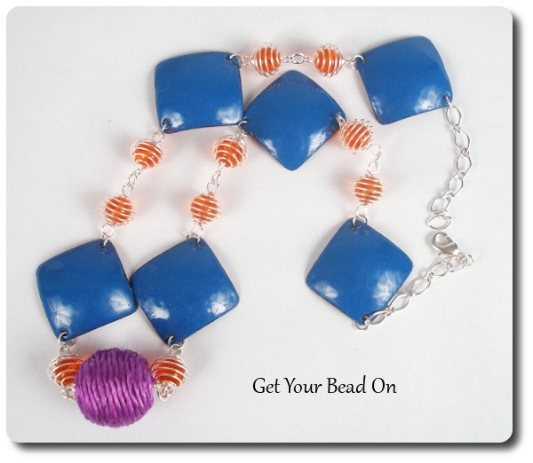 Clearance Sale - Fun Summer Necklace with Enameled Copper Beads