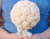 Whimsical Fabric Rosette Bridesmaid Bouquet in Dusty Rose