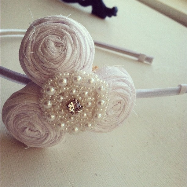 Trio Pearl Accent Bridal Hair Piece Headband Clip Brooch