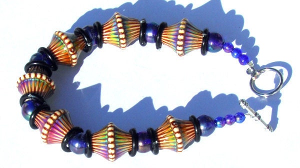 Mirage Mood Beads and Blue AB Czech Glass Bracelet
