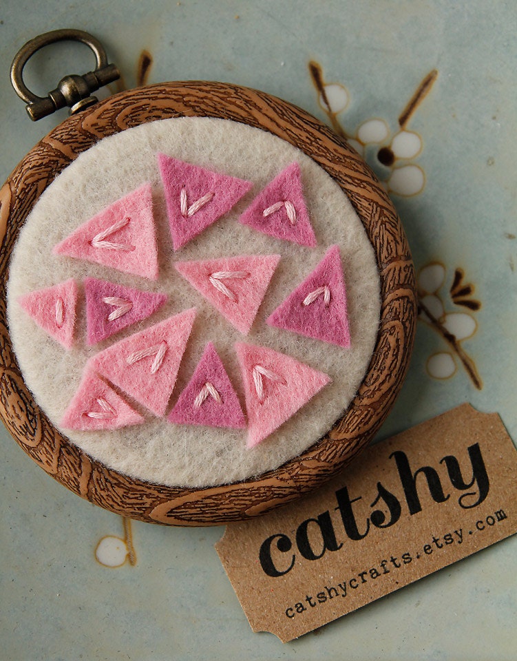 Mini Embroidery Hoop Art. Pink Confetti. 3 Inch Wall Art by Catshy Crafts
