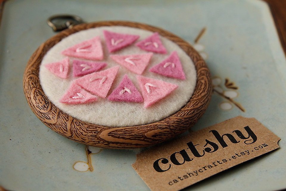 Mini Embroidery Hoop Art. Pink Confetti. 3 Inch Wall Art by Catshy Crafts