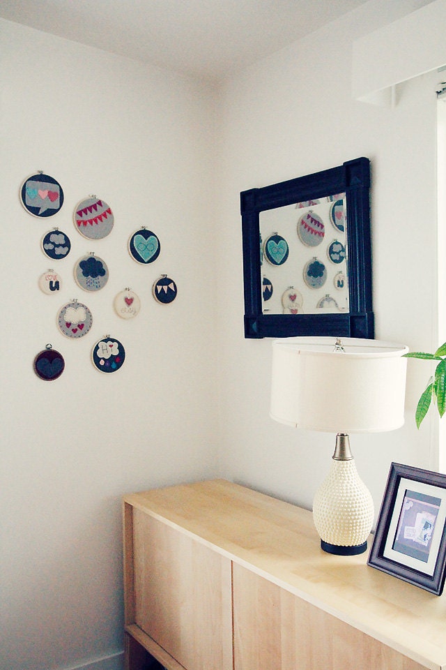 Mini Embroidery Hoop Art. Pink Confetti. 3 Inch Wall Art by Catshy Crafts