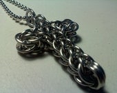 Handmade Chainmail Stainless Steel Cross Pendant
