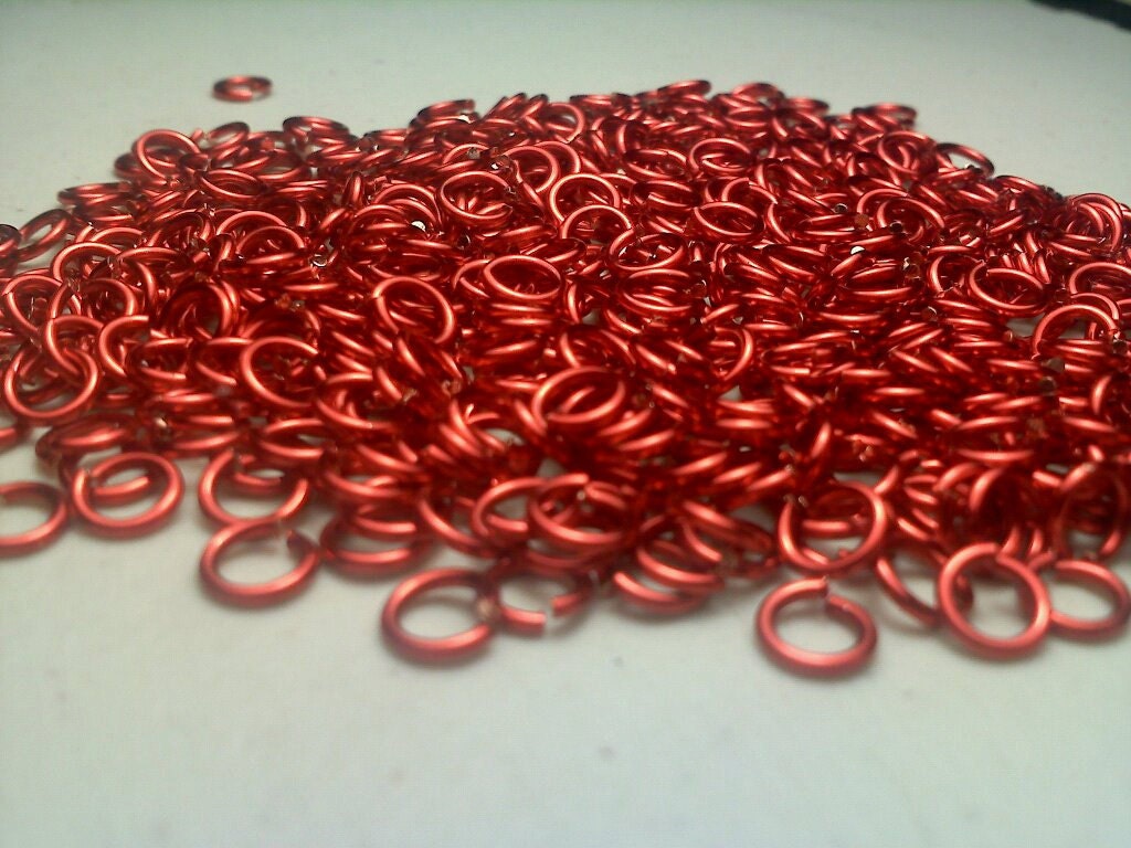 1 oz. Red Enameled Copper 20 Gauge 5/32" ID Handmade Rings