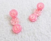 Button Hair Clips -Pink  - set of 2
