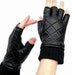 Cashmere and Leather Fingerless Quilted Gloves