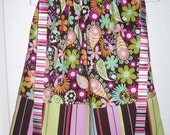 Baby Infant Toddler Girls Fall Pillowcase Dress-Brown Paisley and Flowers - Custom Sz 6-12 18-24 month 2T 3T 4T - LAST ONE