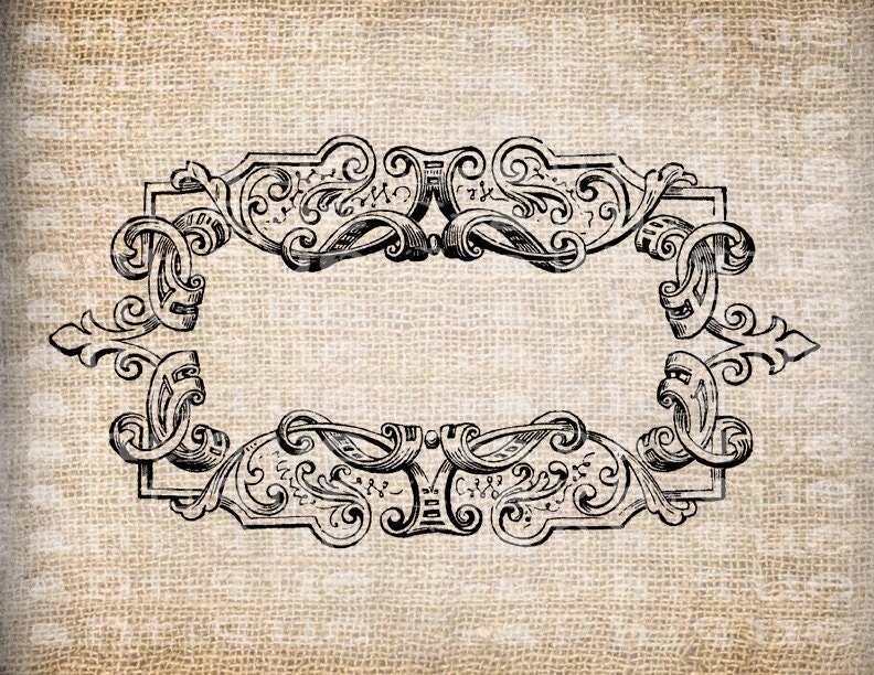 Antique Blank Fancy Ornate Victorian Frame Illustration Digital Download for Tea Towels, Papercrafts, Transfer, Pillows, etc Burlap No 6285