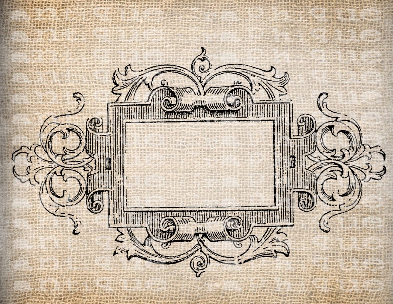 Antique Blank Fancy Ornate Victorian Frame Illustration Digital Download for Tea Towels, Papercrafts, Transfer, Pillows, etc Burlap No 6321