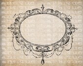 Antique Blank Fancy Ornate Victorian Frame Illustration Digital Download for Tea Towels, Papercrafts, Transfer, Pillows, etc Burlap No 6323