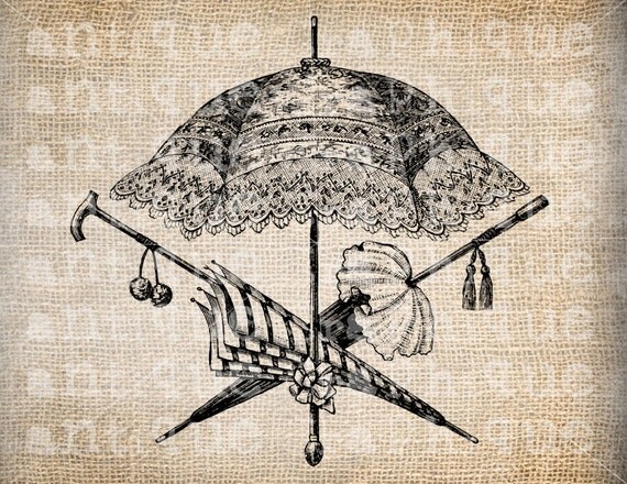 Antique Victorian Umbrellas llustration by AntiqueGraphique