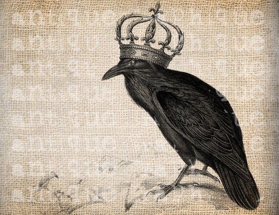 Antique Raven Crown Halloween All Hallows Eve By AntiqueGraphique